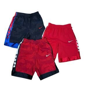 Set Of 3 -Nike Dri-Fit Athletic Shorts Boys Size X-Large Black/Red -Drawstrings